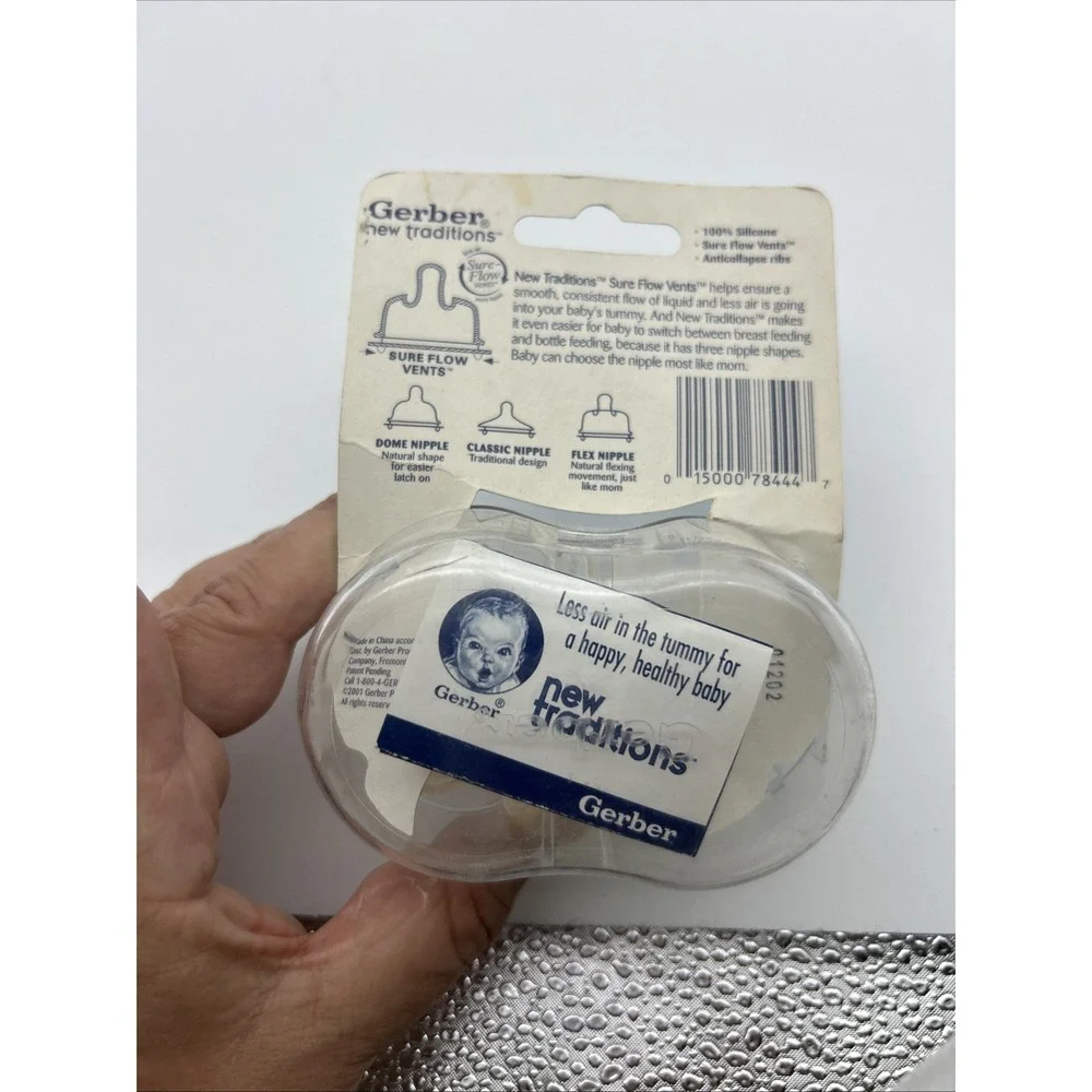 Gerber New Traditions Mouth Flex Nipple 2-Pack Medium Flow 78444 VTG 2001